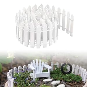 Miniatuur kabouterhek, miniatuur omheining tuindecoratie, hout wit mini houten hek, houten hek om te knutselen, miniatuur kabouter accessoires, miniatuur poppenhuis accessoires fee tuin tuinhuis
