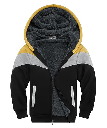 Image of SWISSWELL Boys Fleece Jacket Long Sleeve Sherpa Lined Zip Up Hoodies Soft Warm Sweatshirt Outerwear for Kids 6-15 Years