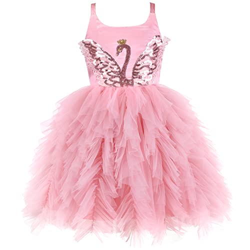 Sunny Fashion Girls Dress Spaghetti Tutu Ballet Ruffle Cake Dress Off White