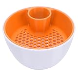 NOENNULL 2 in 1 Servierschüssel Snack Organizer, Doppelkammer-Pistazienschale, Eingebauter Schalenfach, 3D-bedruckte Nussschüssel für Nuss Portion, Geeignet für Kirschen, Popcorn und (Weiße Orange)