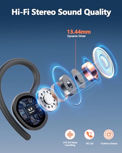 Hadbleng Ear Buds Wireless Bluetooth Earbuds Sport 2024 New Bluetooth 5.3 Headphones With Led Display 128H Playtime Powerful Bass Over Ear Earphones With Earhooks Ip7 Waterproof For Gym/Running/Workout thumb #3