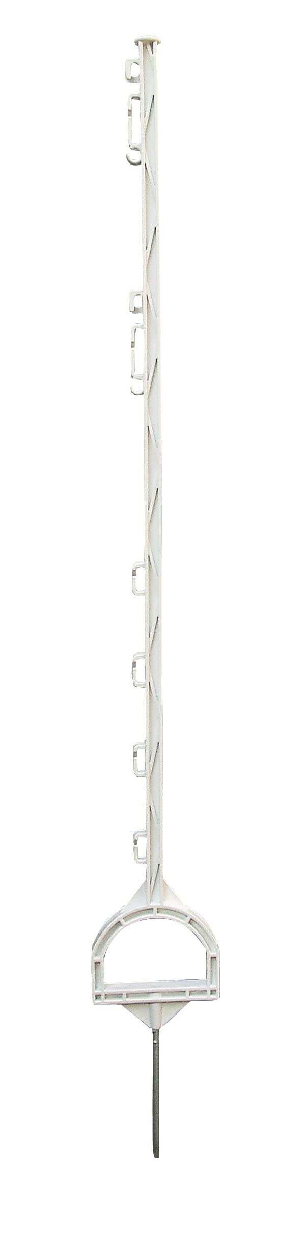 Weidezaunpfahl Kunststoffpfahl Steigbügel 115cm 6 Bandösen 4 Seilösen mit Stahlnagel (10er Pack)