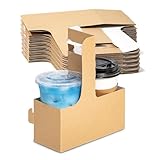 [25 Pack] 2 Cup Drink Carrier with Handle - Kraft Paperboard Handled Drink Carriers 12 - 30 oz To Go Coffee Cup Holder, For Hot and Cold Cup Carrier, Takeout, Cafe and Restaurant Food Service Delivery