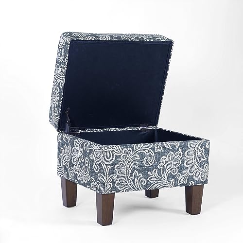 Homepop Home Decor |K7646-A879| Upholstered Modern Rectangular Storage Ottoman | Hinged Lid Ottoman with Storage for Living Room & Bedroom, Blue Denim Jacobean Print by HomePop - Image 6
