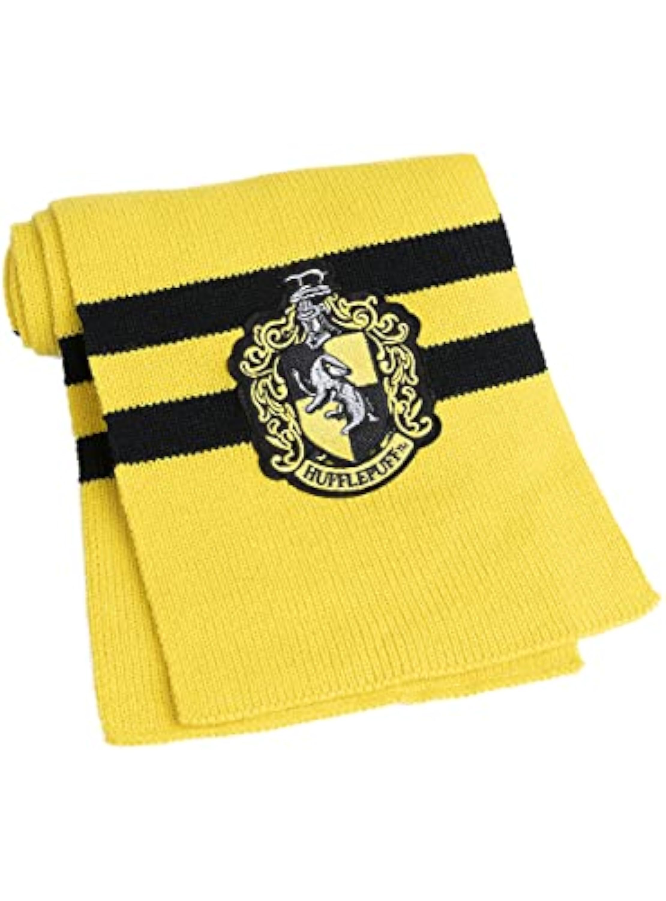 Funidelia | Bufanda Hufflepuff Harry Potter Oficial para Hombre y Mujer Hogwarts, Magos, Películas & Series - Color: Amarillo, Accesorio para Disfraz - Licencia: 100% Oficial