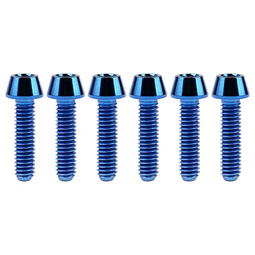 Image of Titanium Ti DIN912 M4 8 10 12 15 20mm Tapered Head Hex Bolts Bicycle Screws Pack of 6 (Blue, M4x15mm)