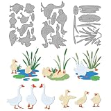 MAYJOYDIY Geese Ducks Metal Die Cuts Bulrush Cutting Dies Lake Embossing Template Swan Animal Carbon Steel Cutting Stencils for Card Making DIY Scrapbooking Album Handbook Gift Decoration