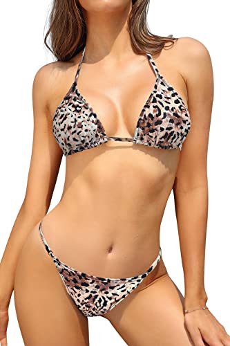 SHEKINI Damen Bikini Set Klassischer Triangel Rückenfrei Bikinioberteil...