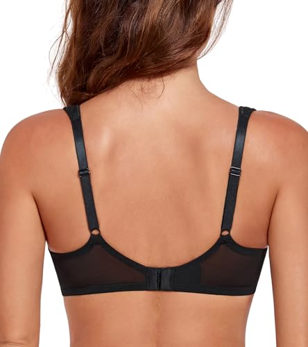 Lemorosy Damen Dirndl BH mit Bügel Balconette BH Halbschale mit Gepolsterte Trägern Blumenmuster (Schwarz,85E)