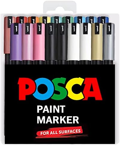 posca PC-1MR 18 Pen Set - In Limited Edition Plastic Wallet - Extra Black and White