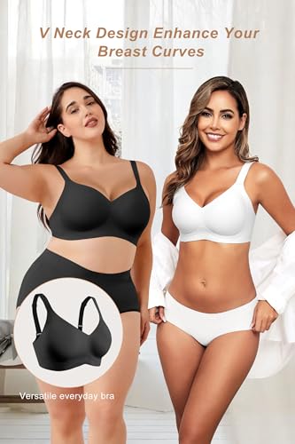 Image of HORISUN Wireless Bras for Women Soft Comfortable No Underwire T Shirt Bra Seamless Full Coverage Bras with Support