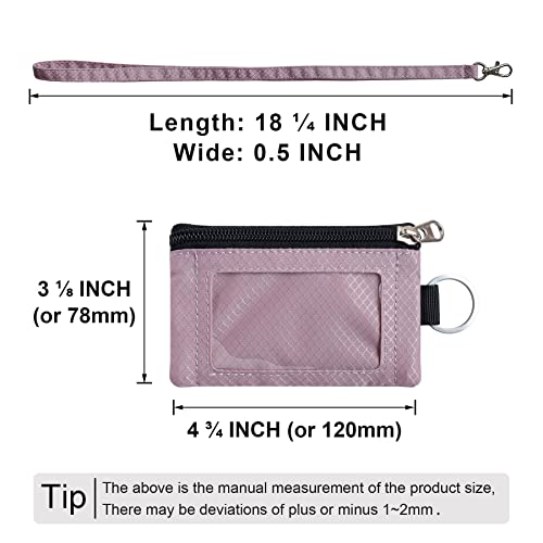 Image of CHENSPRX Minimalist RFID Blocking Small Wallet with ID Window,WaterResistant Zip Id Case Wallet with Lanyard Keychain for Cards,Cash,Travel,Women,Men