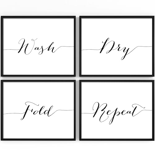 Wash Dry Fold Repeat Art Print - 8x10 (Unframed) | Inspirational Laundry Room Decor | Elevate Your Living Space with this Stylish and Functional Addition | Delightful Art Print for Laundry Room
