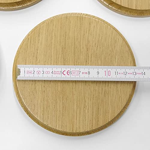 10 placas de cuña redondas de roble claro AF de 13 cm, tabla de cuña, tabla de especias, placa de trofeo, con 20 hojas de aluminio de roble, portada