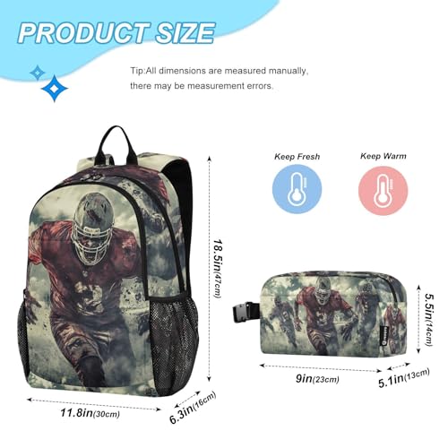 Backpack Lunch Bag Set for Travel Hiking Picnic, Hallowmas Monster Runing Print Backpacks with Insulated Lunch Box2