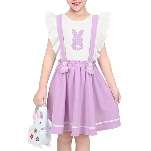 Image of Sunny Fashion Girls Dress Easter Bunny Ears Headband Egg Hunt Size 3-8