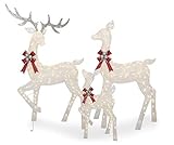Winter Wonder Lane LED 3-Piece Elegant White Deer Family Set Holiday Seasonal Christmas...