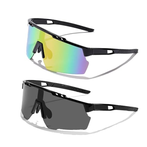 2 Pairs Kids Sunglasses Lightweight Frame Baseball Cycling Sports Sunglasses for Aged 6-14