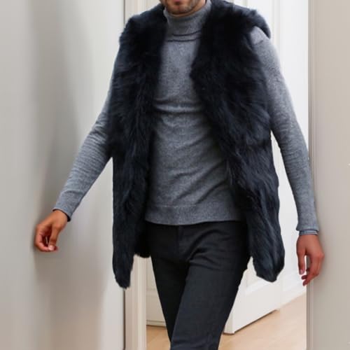 Image of Colf Men's Winter Sleeveless Faux Fur Vest Short Coat | Mens Faux Fur Jacket, Short Coat , Sleeveless Waistcoat, Winter Overcoat, Fluffy