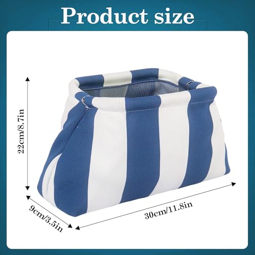 Bolso tejido para fichas Mahjong azul y blanco miniatura 2