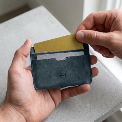 Image of Vaultskin MOORGATE Slim Card Holder - Minimalist Leather Wallet with RFID Blocking, Front Pocket Credit Card Case for Men & Women