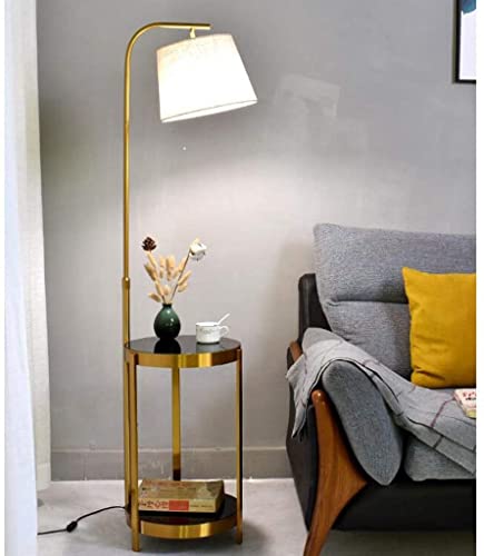 Lampe de lecture sur pied LED avec étagères pour optimiser les petits salons