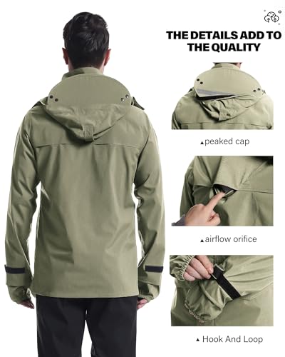 Image of iCreek Rain Jacket Men's Lightweight with Hood Packable Waterproof Raincoat Breathable Antistorm Jacket Windbreaker