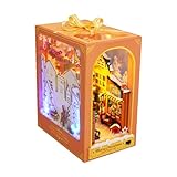 クリスマス3D木製パズルブックエンドモデル、木材、紙、プラスチック、LEDライト製、クリスマスシーンを生き生きとさせます(キットバージョン/170ピース)。