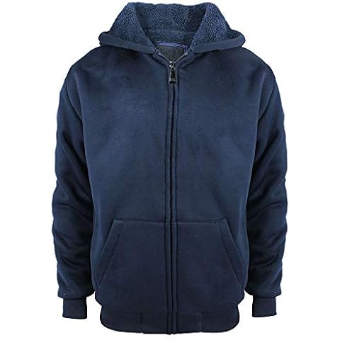 Yasumond Hoodies for Boys Sherpa Lined Zip Up Heavyweight Fleece Plain Kids Sweatshirts Navy Cover