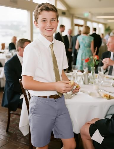 Image of KEREDA Boys Uniform Shorts Golf Dress Preppy School Shorts with Pockets