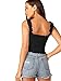 SheIn Women's Casual Frill Smocked Crop Cami Tank Shirred Strap Sleeveless Top Black Small