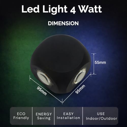 Image of One94Store LED Outdoor UP Down Wall Light 4 Watt Rainproof & Shockproof Aluminium Body 4 Way Exterior Wall Step Light Fixture (Multicolor) Pack of 1 with 3 Month Warranty
