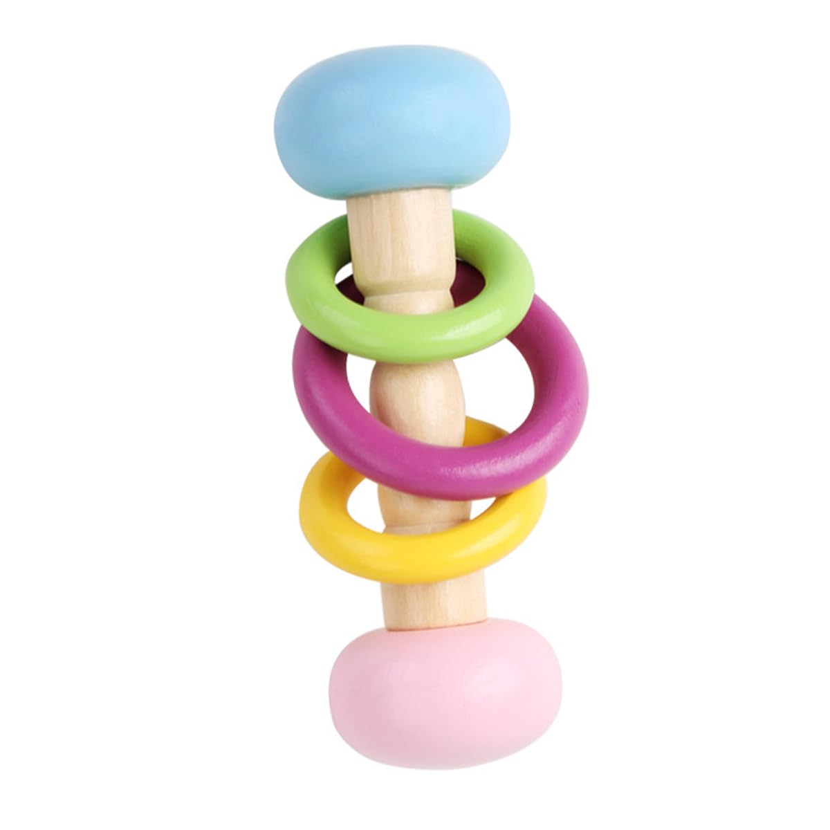 Enwye Wooden Rattle Percussion Instruments Three Shapes Ring Flower Grip Shaped Handheld for Creative Play Musical Exploration - Image 3