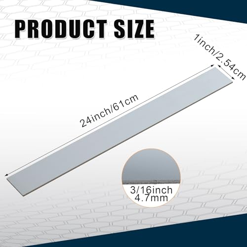 Image of Yaocom 2 Pcs 304 Stainless Steel Flat Bar, 3 /16 inch Thickness, 1 inch Width, 24 inch Length 2B Finishing Trim Strips Sheet for DIY Craft Making