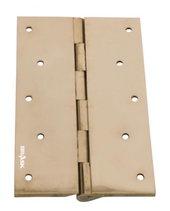 Image of BRASK Brass Railway Hinges 6 inch x 1.1 /2 inch x 3 /16 (150 mm x 38 mm x 5 mm) Heavy Duty Brass Door Hinges (Golden Satin, 1)