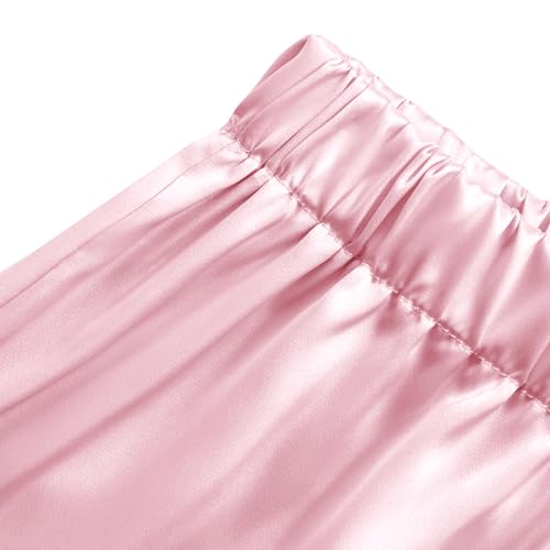 Umenlele Women's Satin Silky Collar V Neck Ruffle Short Sleeve Top and Shorts Sleepwear PJs Pajamas Set4