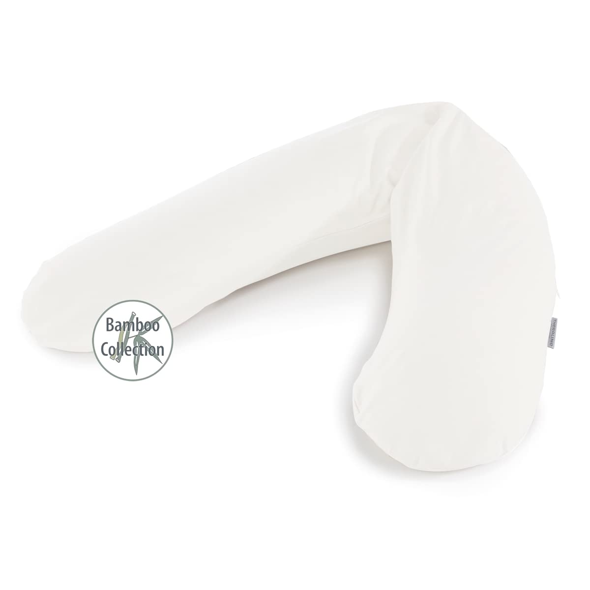 Cojín de lactancia original Theraline + funda relleno de espelta de bambú blanco nube
