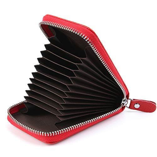 Tarjeteros para Tarjetas de Credito Mujer Hombre Piel Carteras de Mujer Hombre (Rojo) Cover