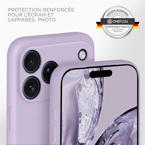 Coque silicone iPhone 17 Pro Max eviter rayures ecran objectif photo souple violet