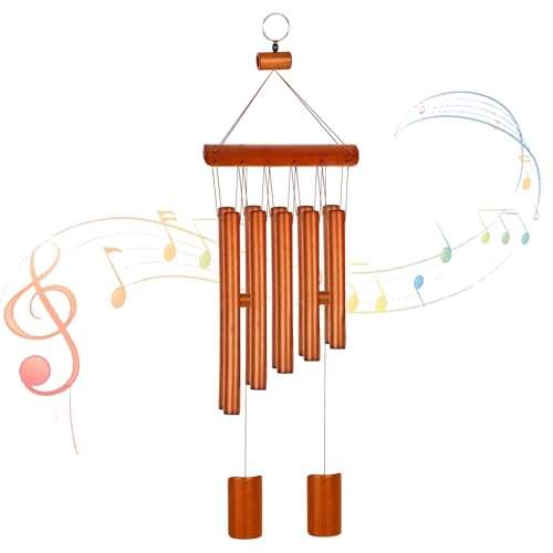 YYTECH Bambus Windspiel Windspiel, Garten angenehmer Klang, Klangspiel zum Aufhängen, HxB: 60 x 17 cm, Braun, Hängedeko für Draußen & Drinnen