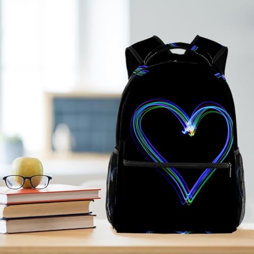 Sac à dos multicolore en forme de cœur idéal pour le collège et sorties - 5