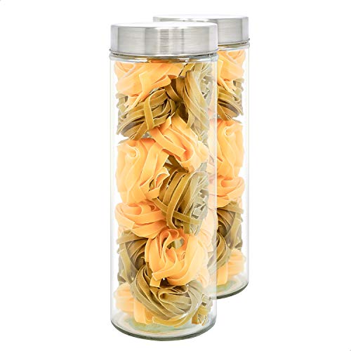 LG Luxury & Grace Pack 2 Botes de Cristal, 1,74 L (30,9x10 cm). Tarros de Vidrio de Borosilicato. Tapa de Acero Inoxidable. Tarros de Cristal.