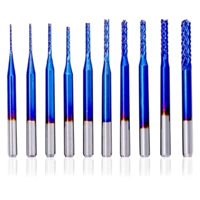 10Pcs Spiral Router Bits 1/8 Inch Shank Nano Blue Coat End Mill...