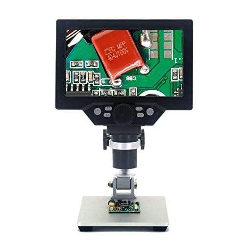 顕微鏡装置 デジタル顕微鏡7インチ大カラースクリーン大型 LCD.ディスプレイ12mp 1-1200倍アルミ合金屋で拡大鏡(Battery type)