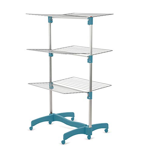 LaundrySpecialist® TENDEDERO REVOLUCIONARIO, SÓLIDO Y VERSÁTIL 40 Metros Aluminio - 3 Niveles y Completamente Plegable. Portátil y Compacto para su fácil Almacenamiento. Dim.: 137 x 78 x 78 cm.