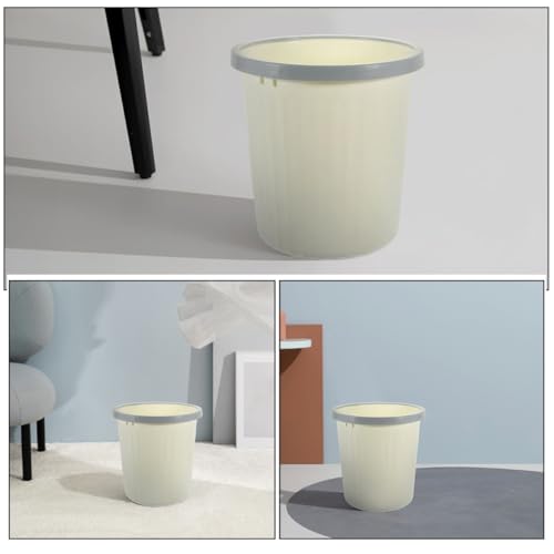 Caneca de basura beige de plástico de 12 litros sin tapa miniatura 3