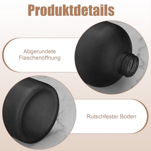 Seifenspender Schwarz matt - 2 STK Seifenspender Glas 400ml -Mit Pumpe Und Etiketten, Modern Spülmittelspender küche, andseifenspender für Badezimmer, Bad Dusche Arbeitsplatte Küche Waschküche