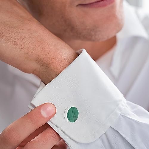 Mancuernillas de Malaquita en Plata 925 para Hombre miniatura 3