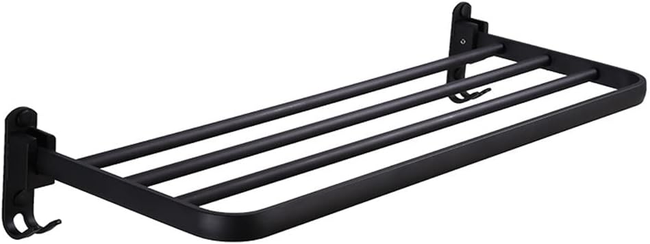 ZHDWM Towel Shelf, Multifunction Space aluminum Towel Bar Rail, Wall Mounted Drilling Bath Towel Rack With hook, Strong bearing capacity, Anodizing, for Kitchen and Bathroom