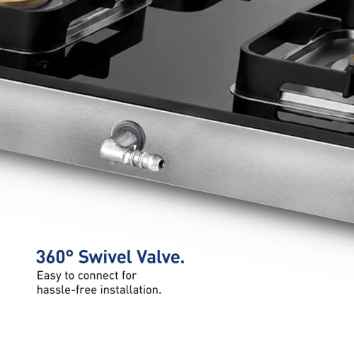 Image of KENT Avion Gas Stove 4 Burner | Toughened Glass Top 8mm | SABAF Italian Gas Valve | Forged Brass Burner | Metallic Knob | Heat Resistance Coating | Cleaning Stand | LPG /PNG Compatible | 5Yr Warranty